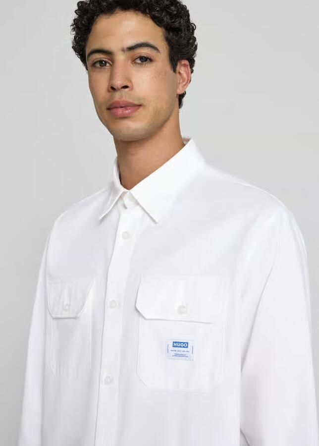HUGO Blue Oversized vrijetijdsoverhemd van puur katoen model 'EKYNONE'