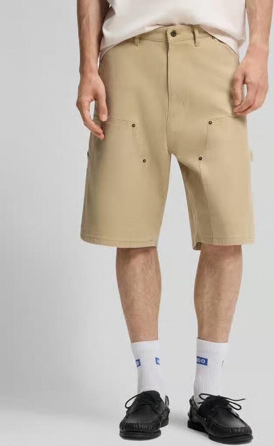 HUGO Blue Regular fit bermuda van katoenmix met zijzakken - Foto 3