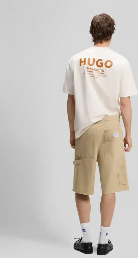 HUGO Blue Regular fit bermuda van katoenmix met zijzakken