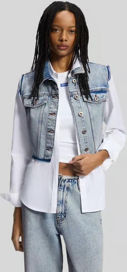 HUGO Blue regular fit cropped spijkerjackje - Foto 4