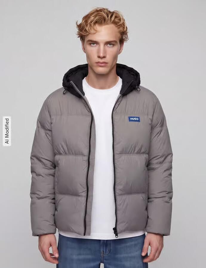 HUGO Blue Regular fit gewatteerd jack met capuchon model 'Bodo2541' - Foto 3