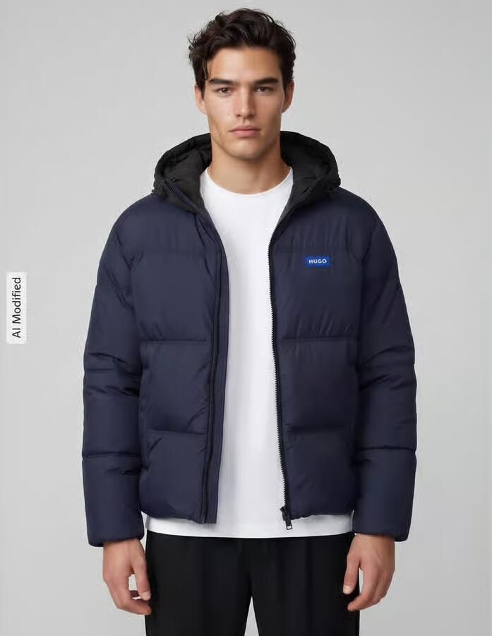 HUGO Blue Regular fit gewatteerd jack met capuchon model 'Bodo2541' - Foto 2