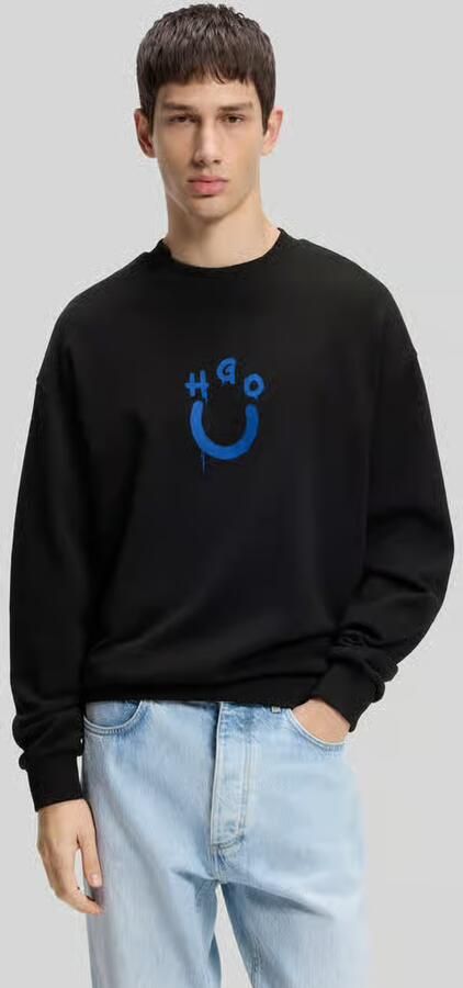 HUGO Blue regular fit sweatshirt met Happy Hugo-print - Foto 4