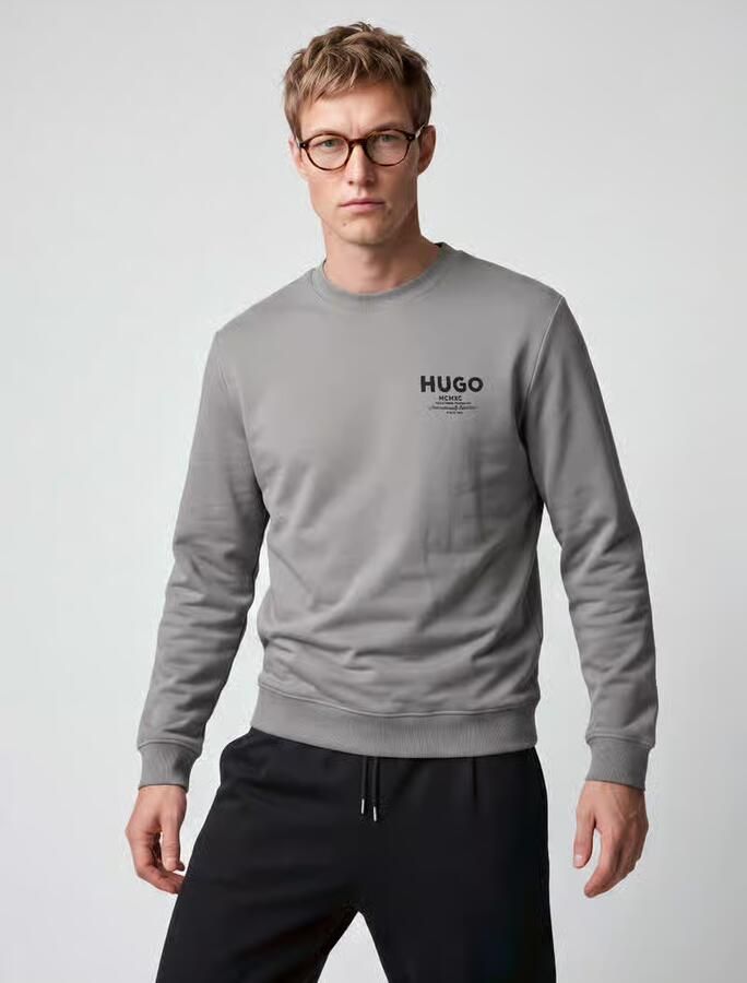HUGO Blue Regular fit sweatshirt van puur katoen model 'Nespon' - Foto 2