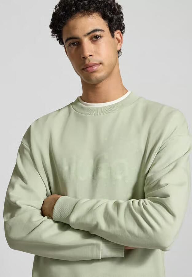 Hugo Blue Regular fit sweatshirt van puur katoen model 'NIEROFIX_CREW' - Foto 2