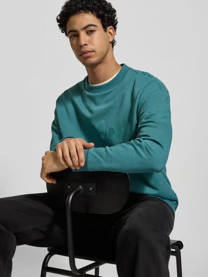 Hugo Blue Regular fit sweatshirt van puur katoen model 'NIEROFIX_CREW' - Foto 2