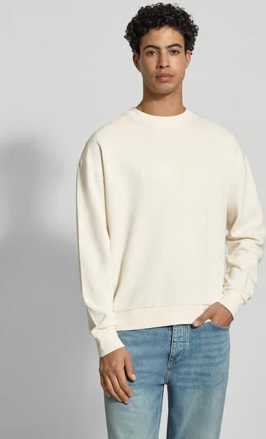 HUGO Blue Regular fit sweatshirt van puur katoen Model 'NIEROFIX_CREW' - Foto 4