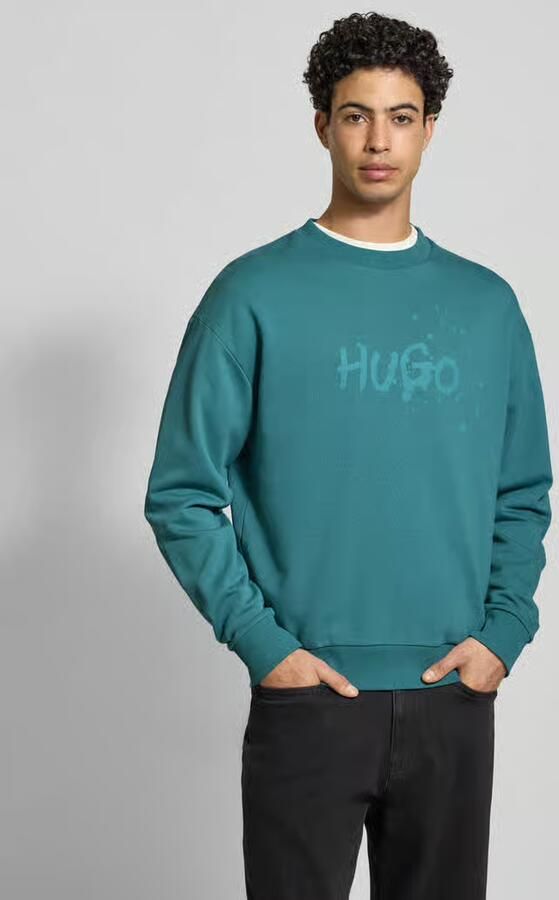 HUGO Blue Regular fit sweatshirt van puur katoen Model 'NIEROFIX_CREW' - Foto 2