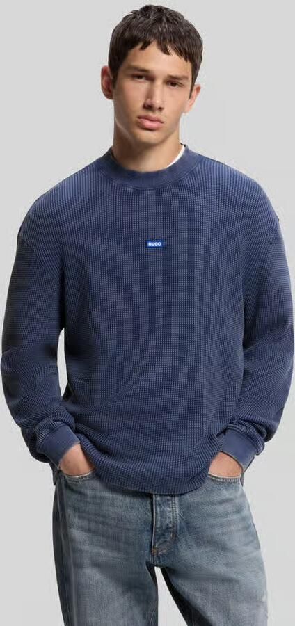 HUGO Blue Regular fit sweatshirt van puur katoen model 'Nistrico' - Foto 3