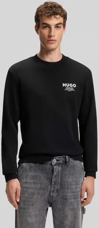HUGO Blue Regular fit sweatshirt van zuivere katoen model 'Nespon' - Foto 3