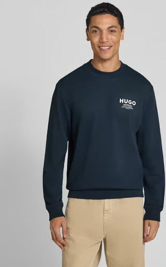 HUGO Blue Regular fit sweatshirt van zuivere katoen model 'Nespon' - Foto 2