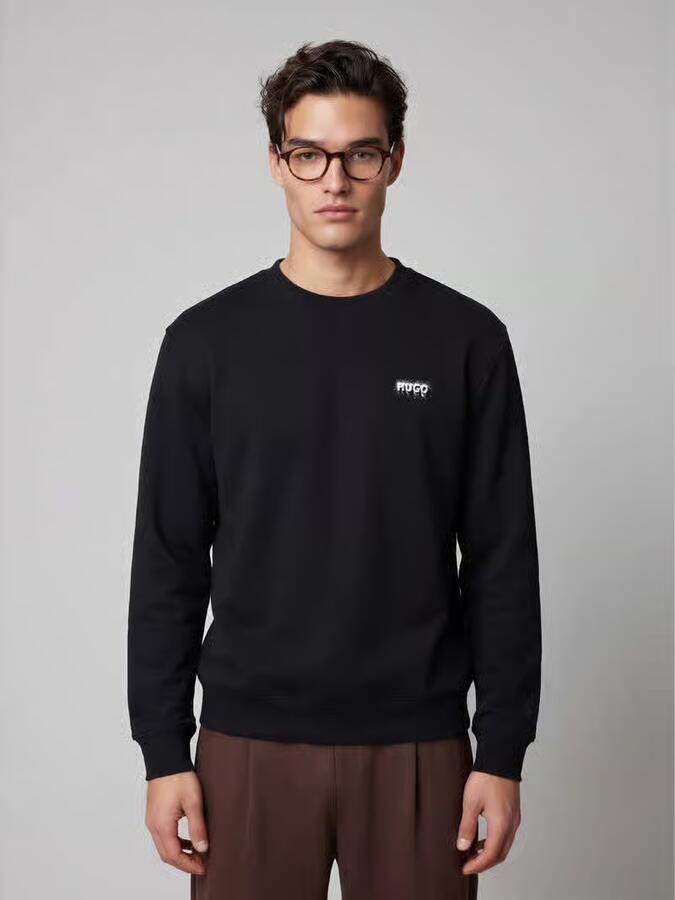 HUGO Blue Regular fit sweatshirt van zuivere katoen model 'Nodacrew' - Foto 3