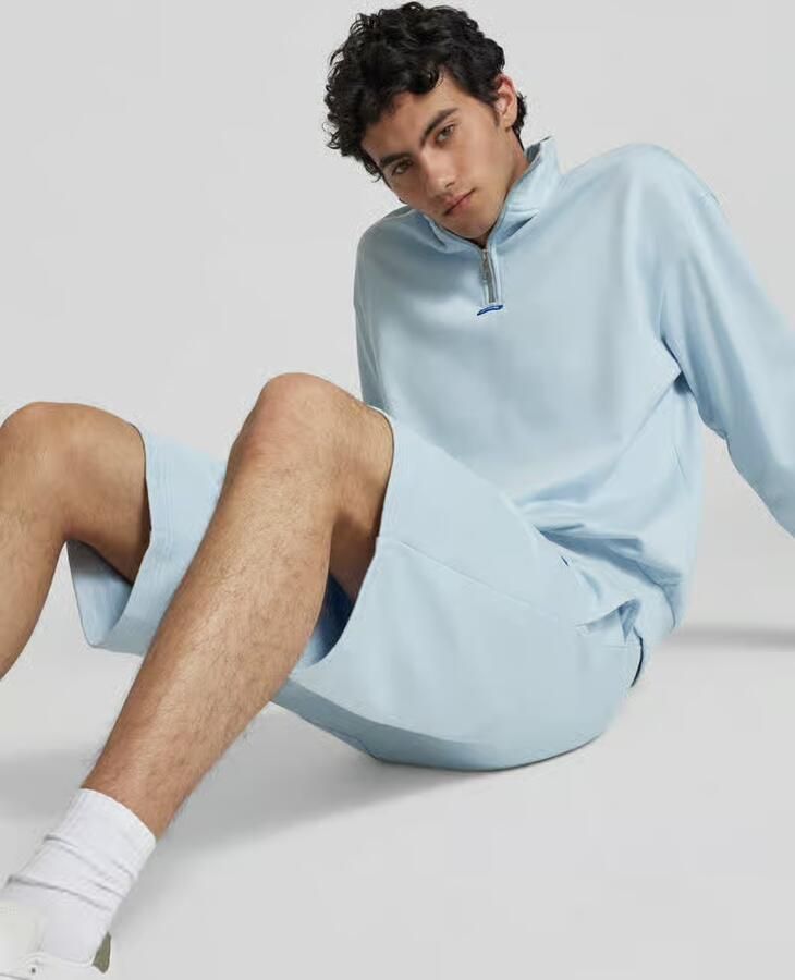 Hugo Blue Regular fit sweatshorts met labelbadge model 'Nasensio'