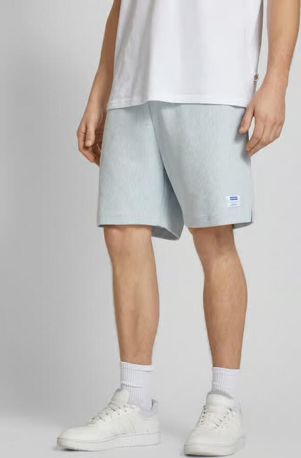 Hugo Blue Regular fit sweatshorts met structuurmotief model 'Nuwafflo' - Foto 2
