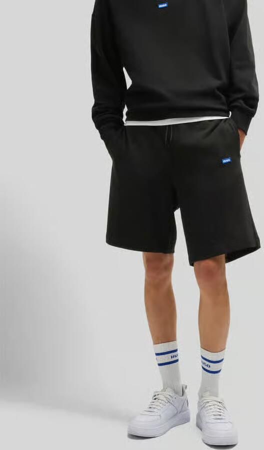 Hugo Blue Regular fit sweatshorts met labeldetail model 'Nasensio' - Foto 5