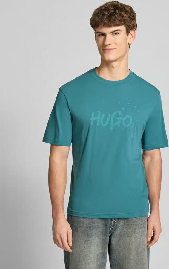 HUGO Blue Regular fit T-shirt van pure katoen model 'NIEROFIX_U261' - Foto 4