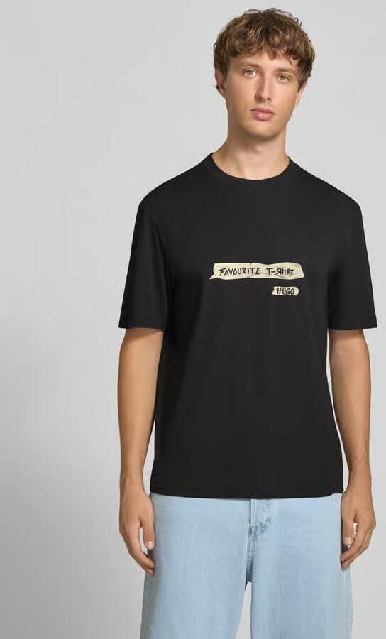 HUGO Blue Regular fit t-shirt van puur katoen model 'Naxter' - Foto 3