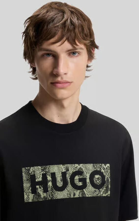 HUGO Blue Regular fit t-shirt van puur katoen model 'NERPIENT'