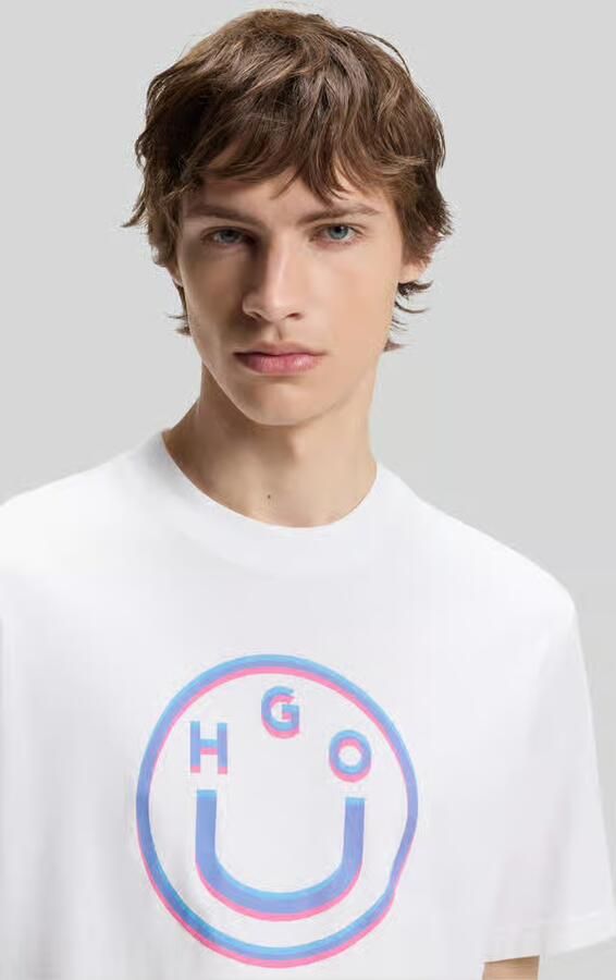 HUGO Blue Regular fit t-shirt van puur katoen model 'NERPIENT'