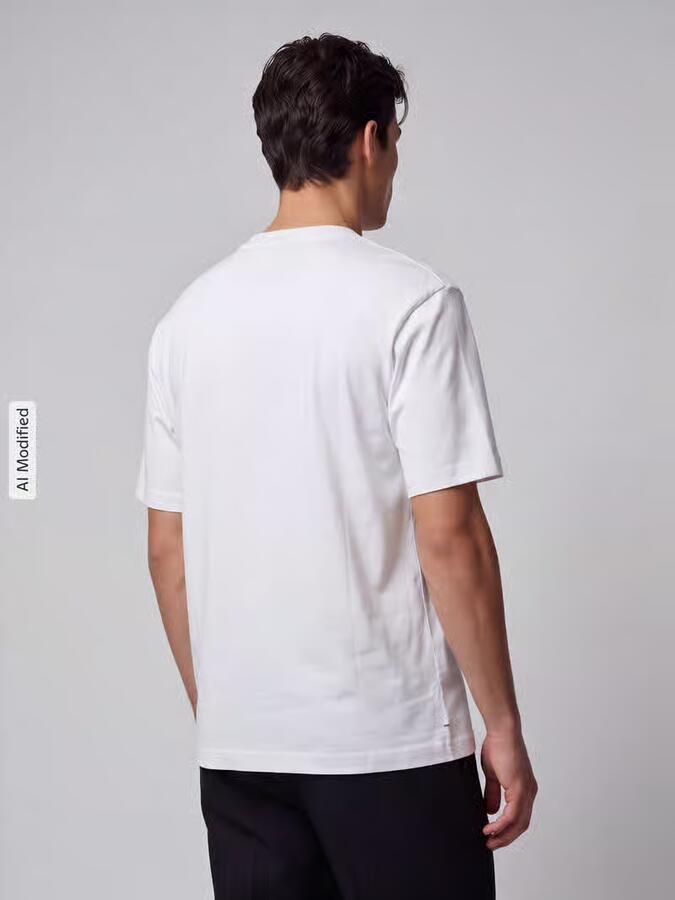 HUGO Blue Regular fit t-shirt van puur katoen model 'Niviotee' - Foto 2