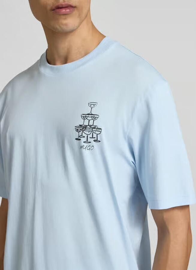 HUGO Blue Regular fit T-shirt van puur katoen model 'NUCAVO'
