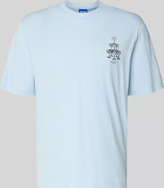 HUGO Blue Regular fit T-shirt van puur katoen model 'NUCAVO' - Foto 2
