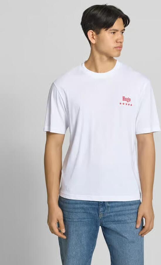HUGO Blue Regular fit T-shirt van puur katoen model 'NUCAVO' - Foto 4