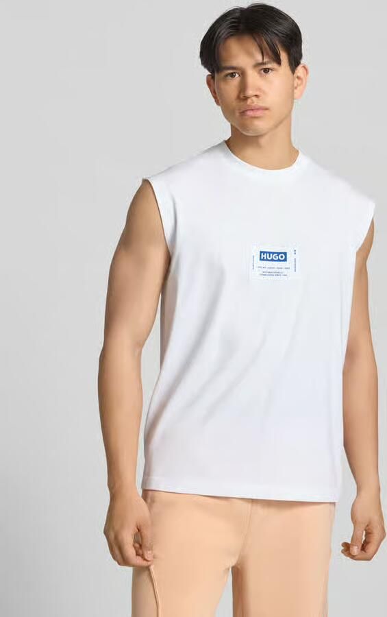 HUGO Blue regular fit tank top van puur katoen model 'NURAZAK' - Foto 3