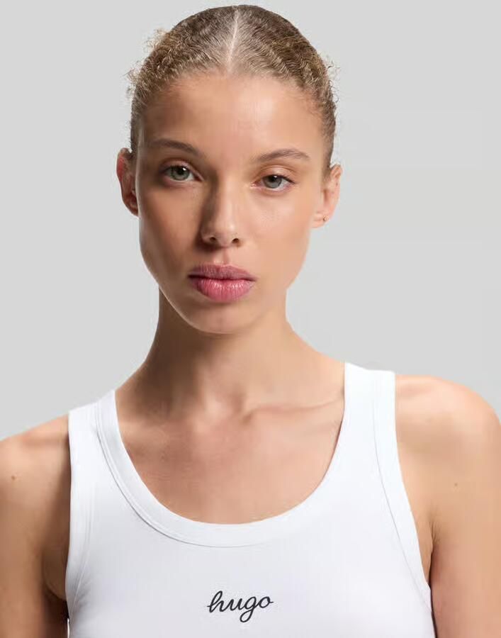 HUGO Blue Regular fit tanktop van katoenmix model 'Damatank_B'