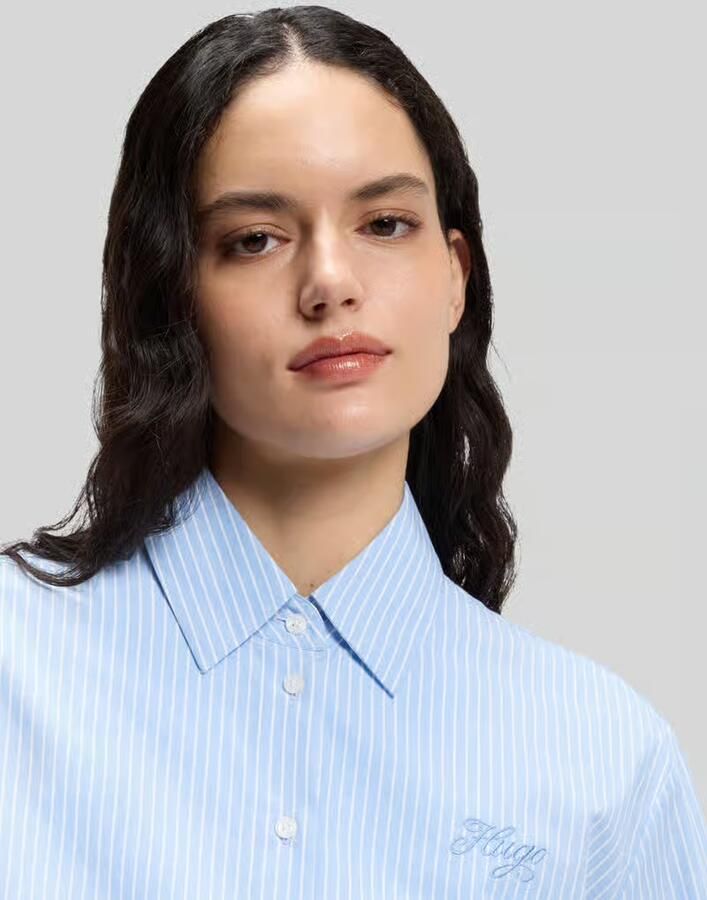 HUGO Blue Relaxed fit Blouse met lange mouwen van puur katoen
