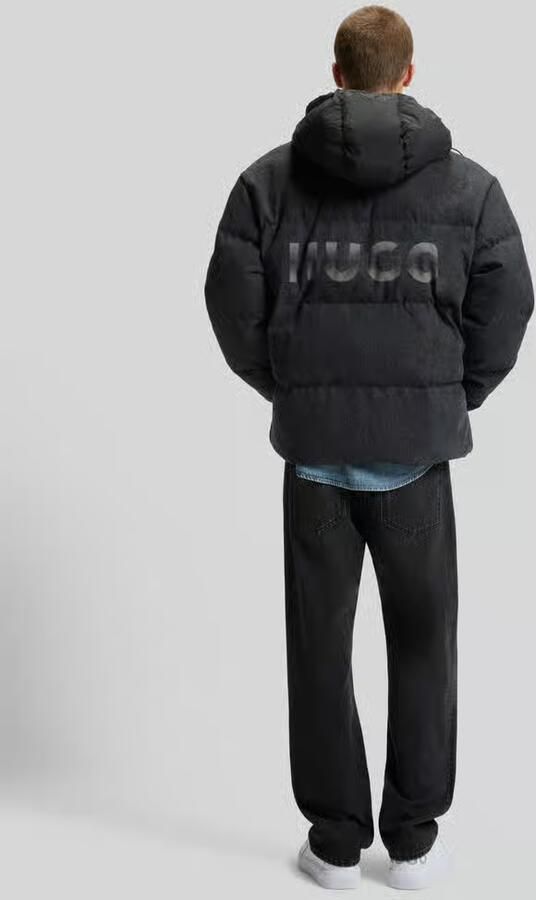 HUGO Blue Jeansjack Bowan contrasterende capuchon losse pasvorm denim met vintage-wassing - Foto 8