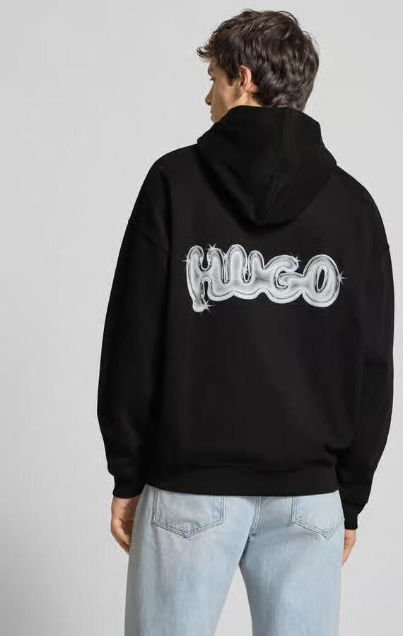 Hugo Blue Relaxed fit hoodie van puur katoen model 'NYROHOOD'