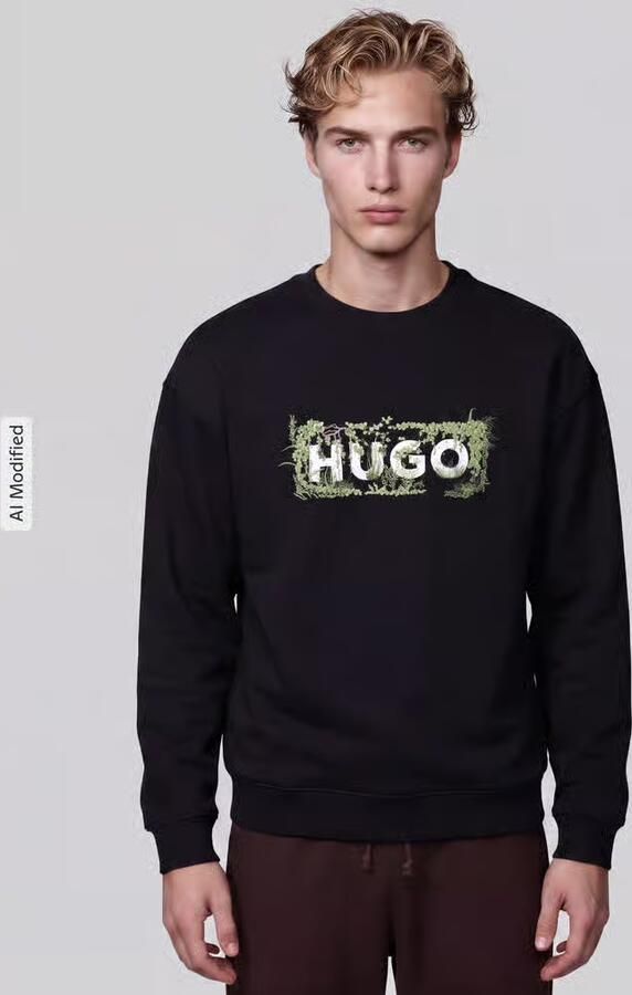 HUGO Blue relaxed fit sweatshirt van 100% katoen model 'Niviocrew' - Foto 3