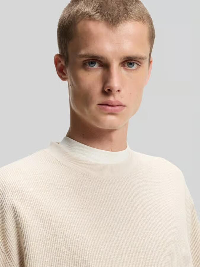 HUGO Blue relaxed fit T-shirt van katoenmix model 'NUWAFFLE'