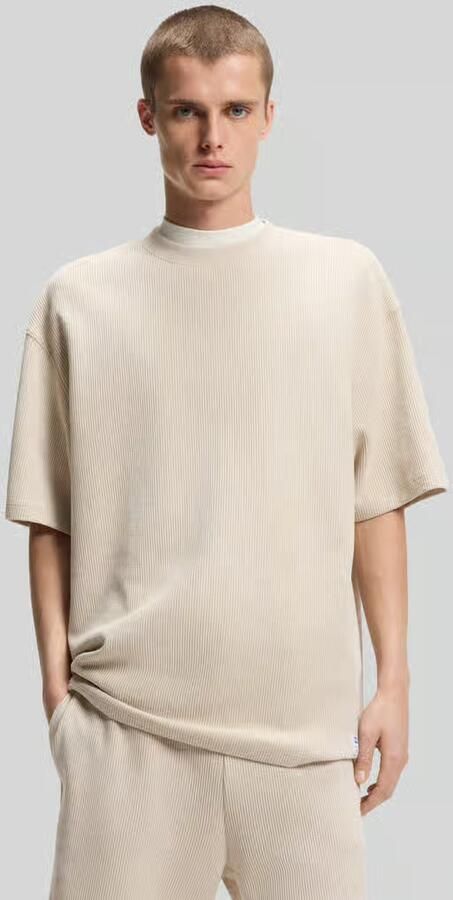 HUGO Blue relaxed fit T-shirt van katoenmix model 'NUWAFFLE' - Foto 5