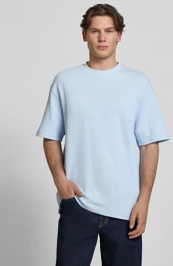 HUGO Blue relaxed fit T-shirt van katoenmix model 'NUWAFFLE' - Foto 4