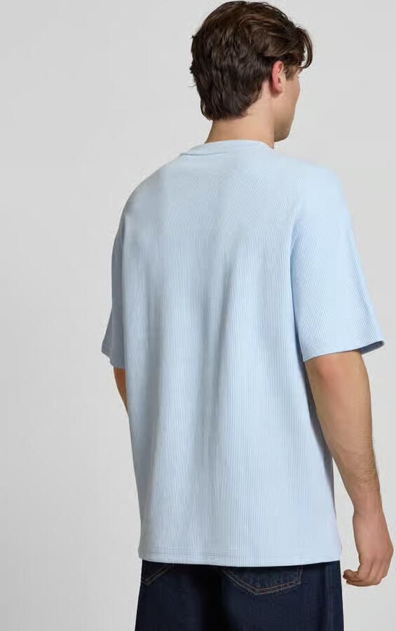 HUGO Blue relaxed fit T-shirt van katoenmix model 'NUWAFFLE'