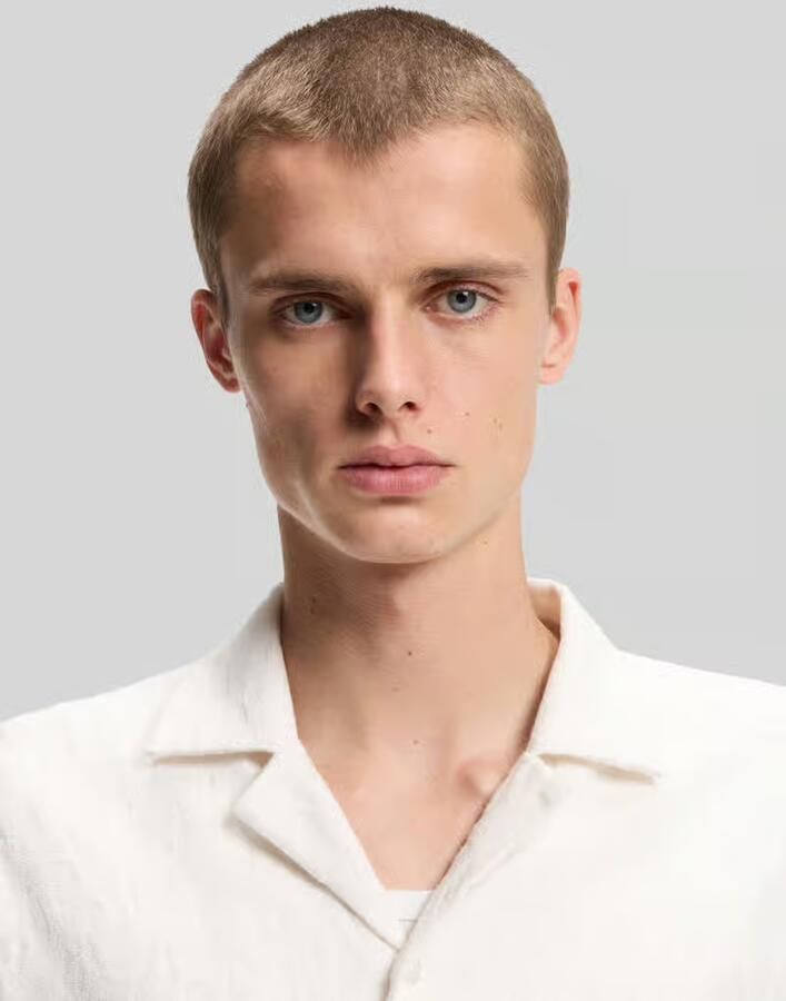 HUGO Blue relaxed fit vrijetijdsoverhemd van badstof