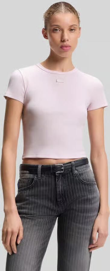 HUGO Blue slim fit kort T-shirt van katoenmix model 'BABY TEE_B' - Foto 3
