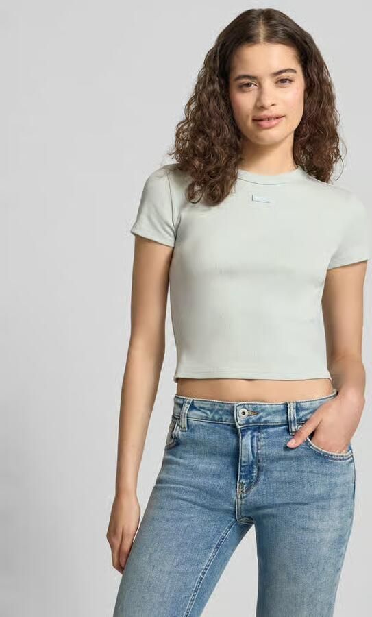 HUGO Blue slim fit kort T-shirt van katoenmix model 'BABY TEE_B' - Foto 3