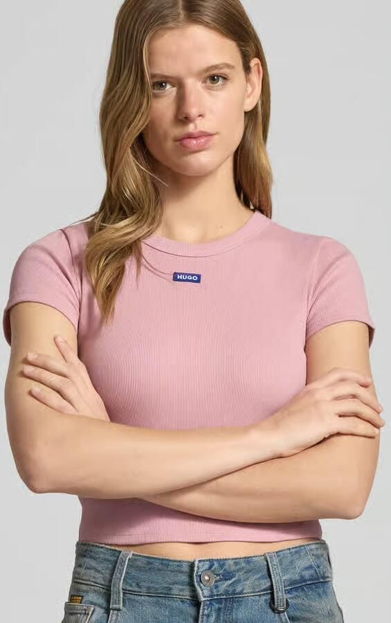 Hugo Blue Slim fit T-shirt van katoenmix model 'BABY TEE_B' - Foto 2