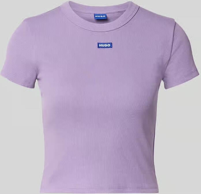 HUGO Blue slim fit t-shirt van katoenmix model 'Baby Tee' - Foto 2