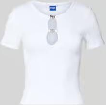 HUGO Blue slim fit T-shirt van katoenmix model 'DIHEART_B'