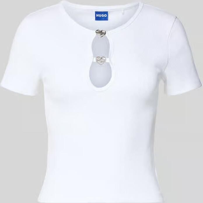HUGO Blue slim fit T-shirt van katoenmix model 'DIHEART_B' - Foto 2