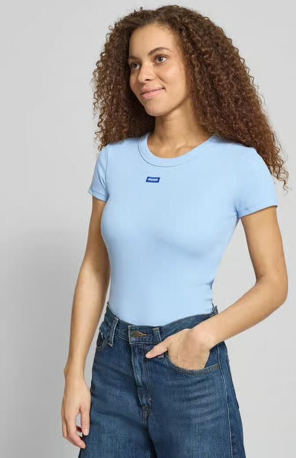 Hugo Blue Slim fit T-shirt van katoenmix model 'EASY TEE' - Foto 2