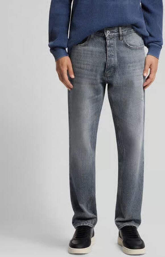 HUGO Blue straight fit jeans met labelpatch model 'Jonah' - Foto 2
