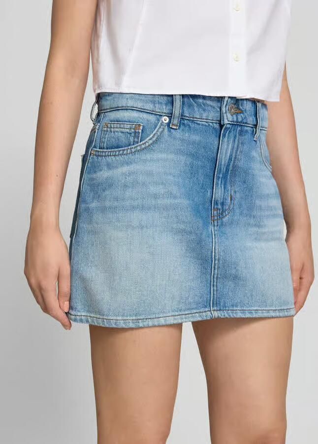 HUGO Blue straight fit mini-rok van 100% katoen in 5-pocketmodel model 'GALANIE_2_B' - Foto 2