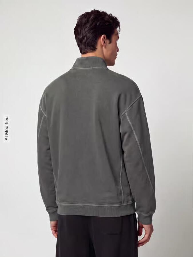 HUGO Blue Sweatshirt met logoprint schipperskraag - Foto 3