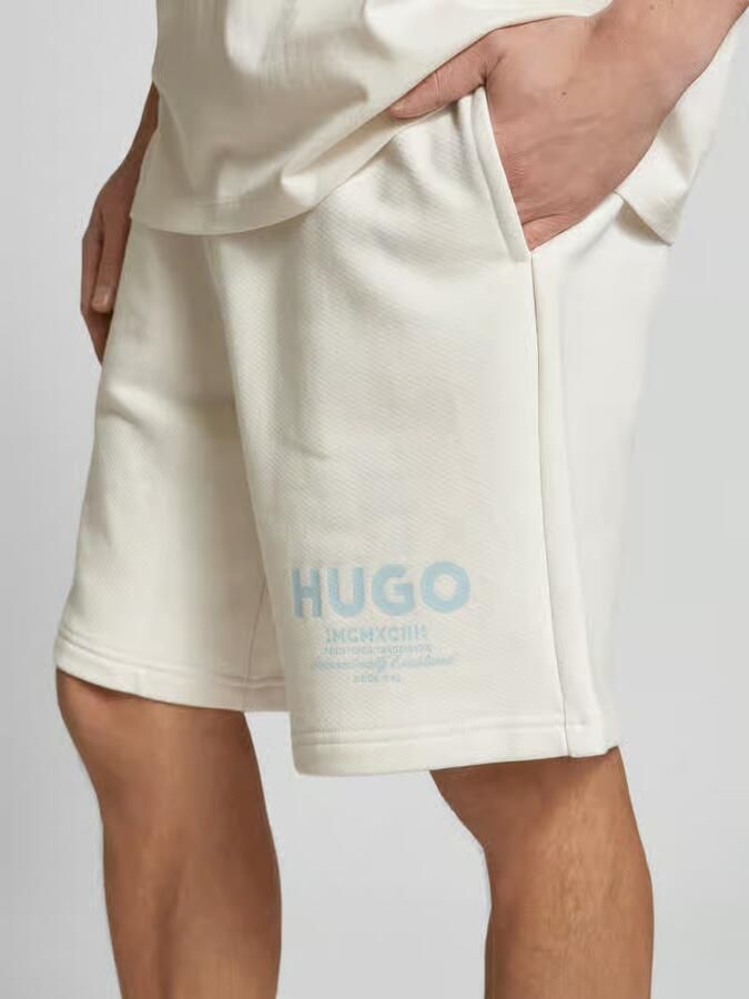 HUGO Blue Sweatshorts met labelprint model 'Nomario'