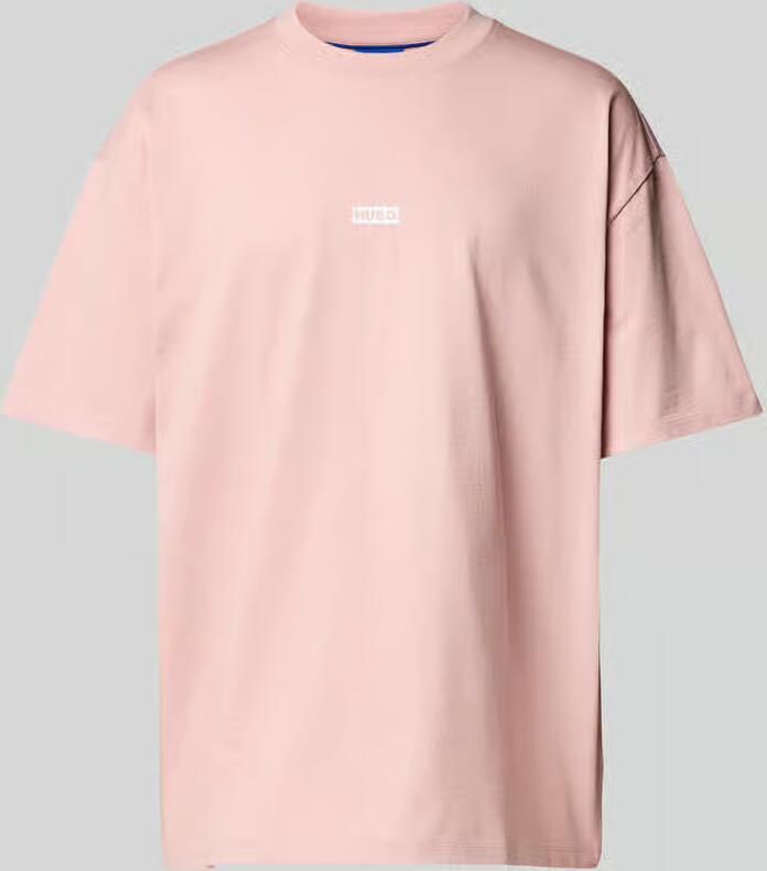 Hugo Blue T-shirt met labelprint model 'Nalono' - Foto 2